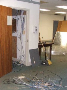 Closet that held part of the network was emptied.